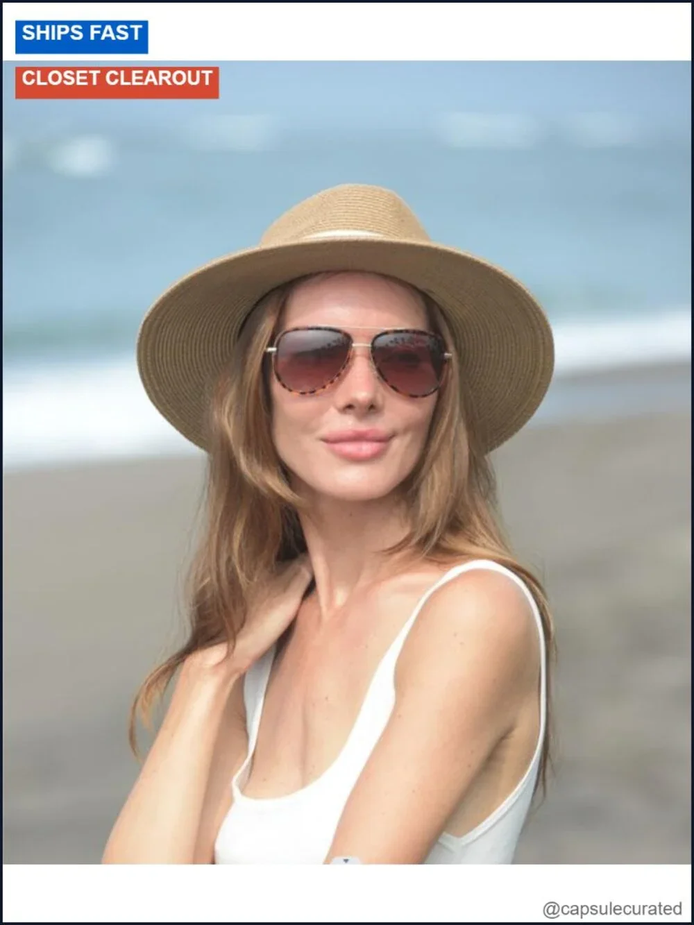 Wide Brim Straw Panama Hat Fedora Summer Beach Sun Hat UPF Protection